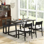 Costway Ensemble de salle à manger 4 pièces Table de cuisine avec 2 fauteuils et 1 banc pour 4 personnes Café/Noir