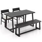 Costway Ensemble de salle à manger 4 pièces Table de cuisine avec 2 fauteuils et 1 banc pour 4 personnes Café/Noir