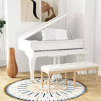 Banc d'entrée vintage français Costway 47, banc de salle à manger rembourré avec pieds en bois d'hévéa, beige/gris