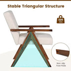 Costway Fauteuil moderne 1 place en lin avec cadre en bois d'acacia massif beige/gris