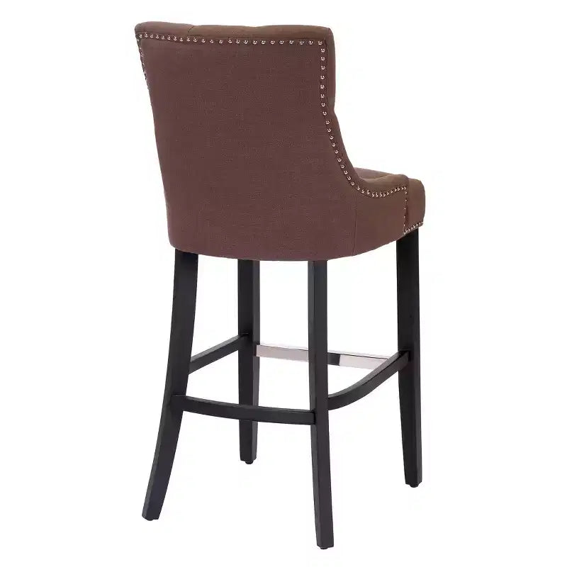 Tabouret de bar à dossier ailé capitonné WestinTrends 29 en lin (ensemble de 2), marron