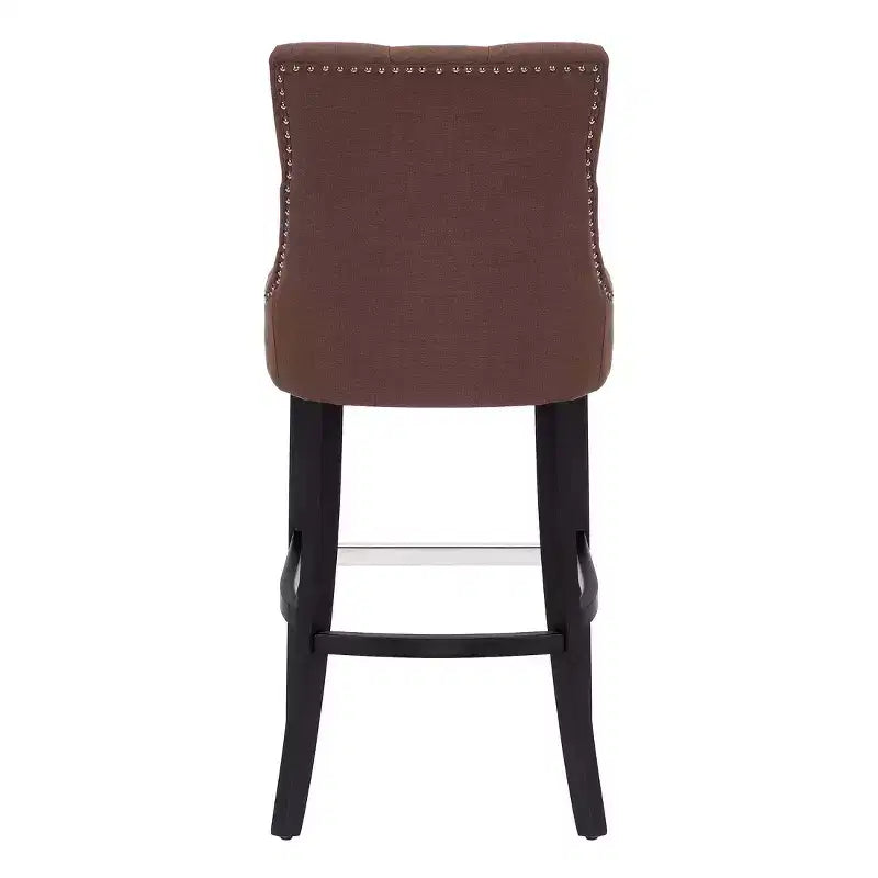 Tabouret de bar à dossier ailé capitonné WestinTrends 29 en lin (ensemble de 2), marron