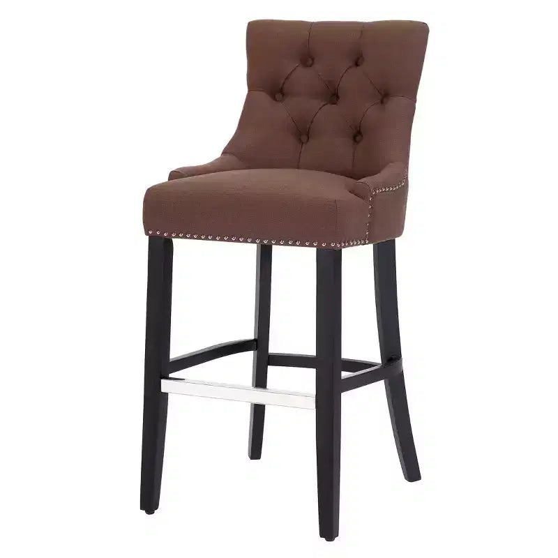 Tabouret de bar à dossier ailé capitonné WestinTrends 29 en lin (ensemble de 2), marron