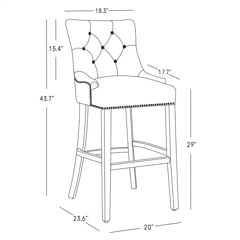 Tabouret de bar à oreilles capitonné en tissu de lin WestinTrends 29", marron