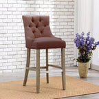 Tabouret de bar à oreilles capitonné en tissu de lin WestinTrends 29", marron
