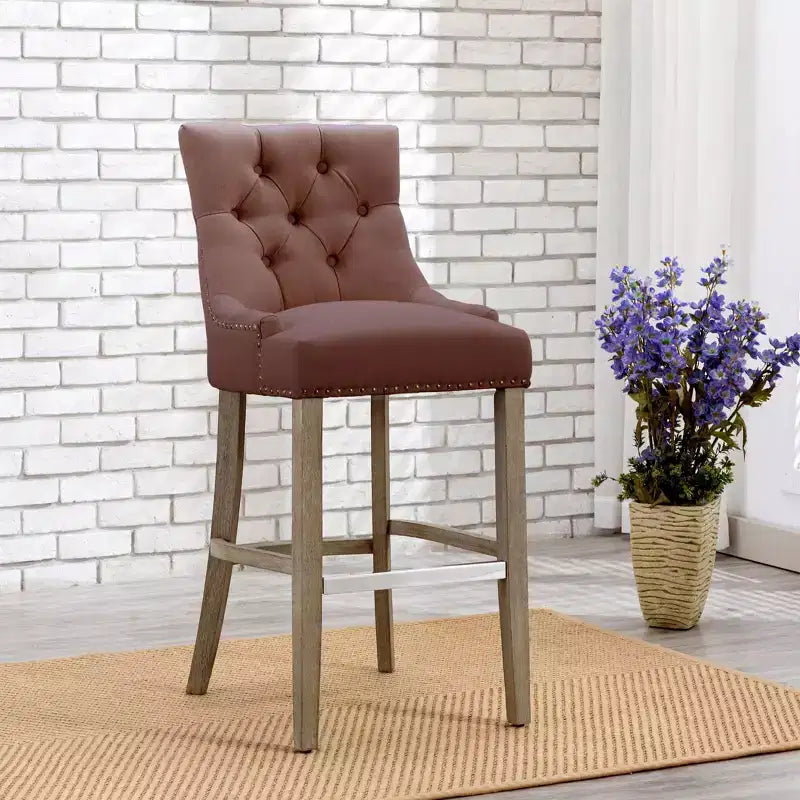 Tabouret de bar à oreilles capitonné en tissu de lin WestinTrends 29", marron