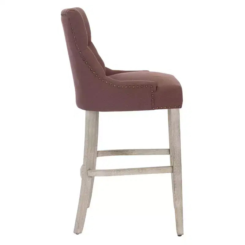 Tabouret de bar à oreilles capitonné en tissu de lin WestinTrends 29", marron