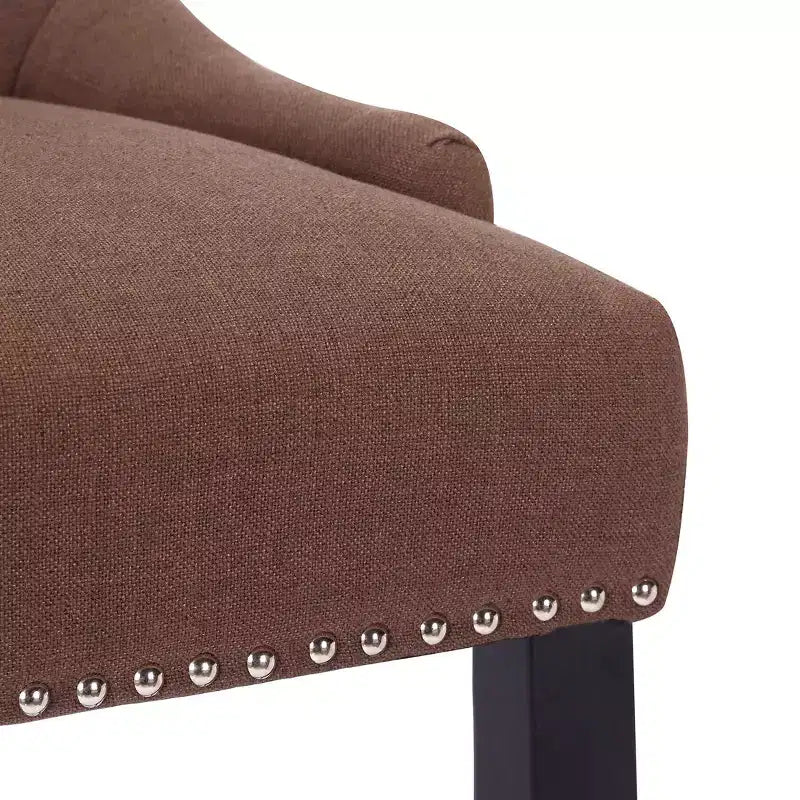 Tabouret de bar à oreilles capitonné en tissu de lin WestinTrends 29", marron