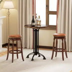 Costway Tabouret de Bar Pivotant 73,5 cm Lot de 2/4 avec Siège Rembourré et Structure en Bois de Caoutchouc Noyer Rond