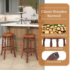 Costway Tabouret de Bar Pivotant 73,5 cm Lot de 2/4 avec Siège Rembourré et Structure en Bois de Caoutchouc Noyer Rond