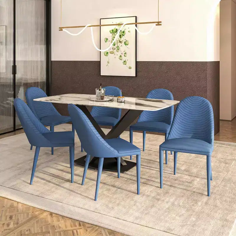 Chaise de salle à manger moderne LeisureMod Seville - Sans accoudoirs, en cuir rembourré avec pieds en métal, chaise d'appoint contemporaine pour cuisine et salle à manger