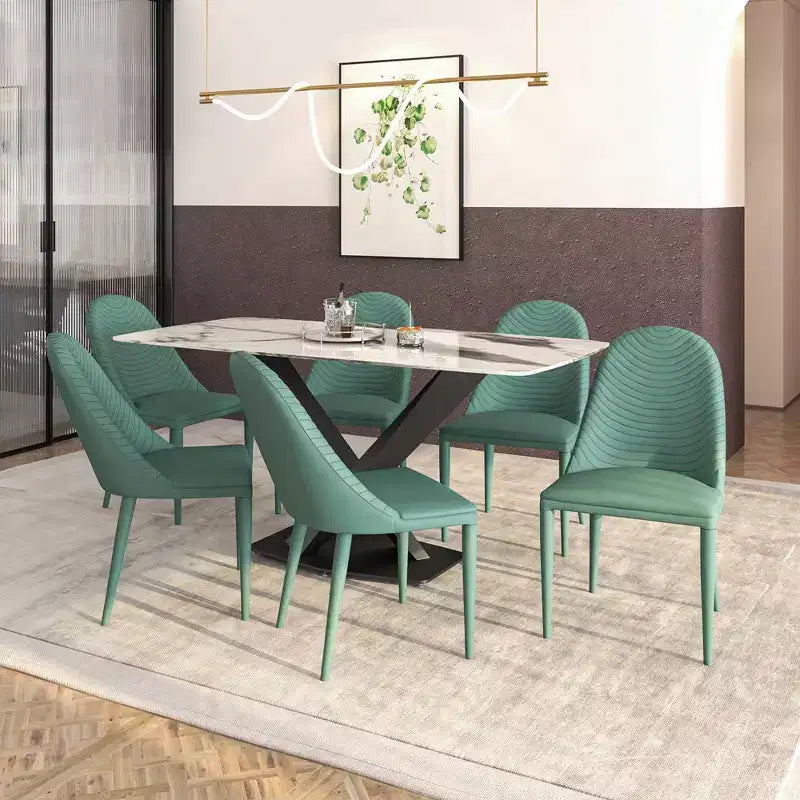 Chaise de salle à manger moderne LeisureMod Seville - Sans accoudoirs, en cuir rembourré avec pieds en métal, chaise d'appoint contemporaine pour cuisine et salle à manger