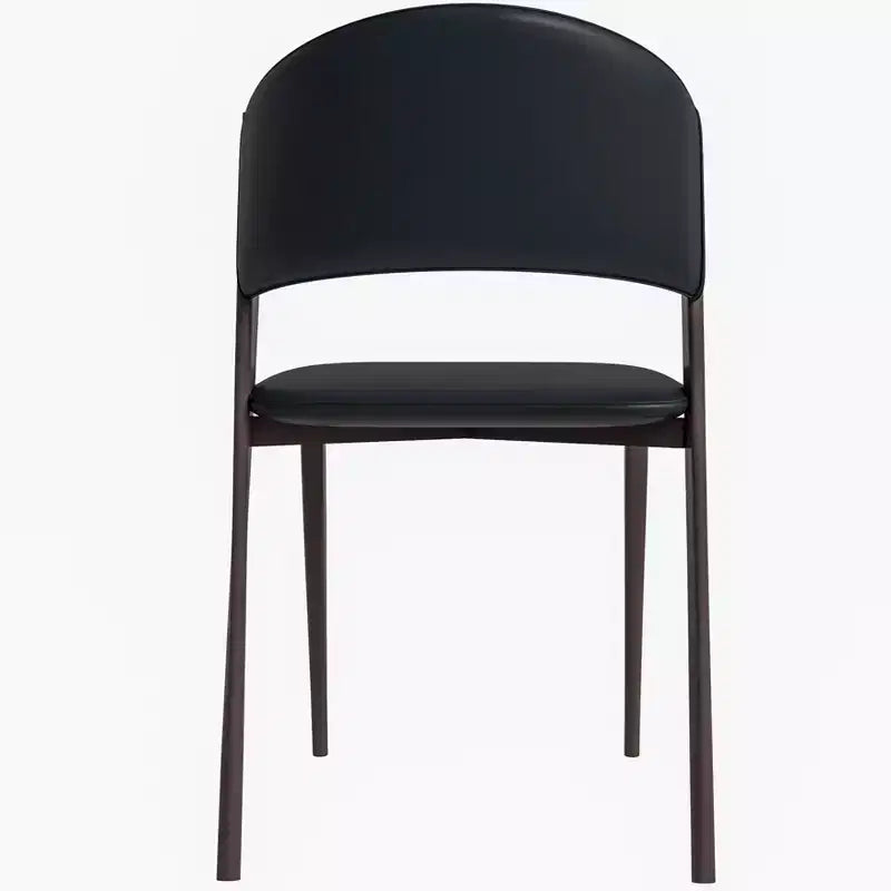 Chaise de salle à manger moderne LeisureMod Aspen en cuir PU - Chaise d'appoint ergonomique à dossier incurvé avec pieds en métal noir mat ultra résistants
