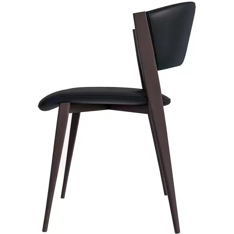 Chaise de salle à manger moderne LeisureMod Aspen en cuir PU - Chaise d'appoint ergonomique à dossier incurvé avec pieds en métal noir mat ultra résistants