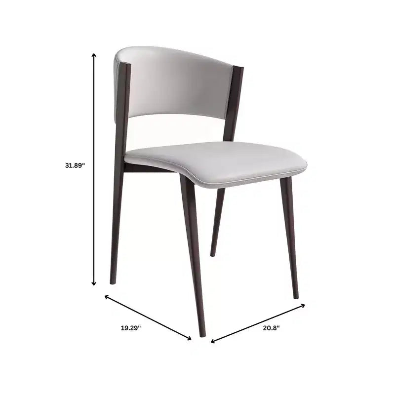 Chaise de salle à manger moderne LeisureMod Aspen en cuir PU - Chaise d'appoint ergonomique à dossier incurvé avec pieds en métal noir mat ultra résistants