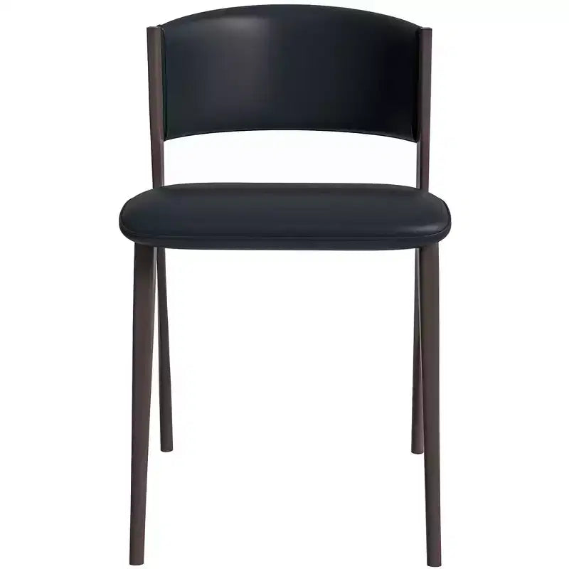 Chaise de salle à manger moderne LeisureMod Aspen en cuir PU - Chaise d'appoint ergonomique à dossier incurvé avec pieds en métal noir mat ultra résistants