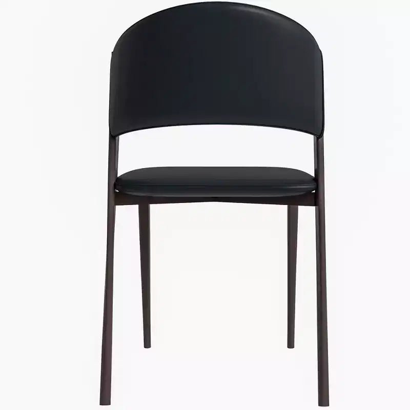 Chaise de salle à manger moderne LeisureMod Aspen en cuir PU - Chaise d'appoint ergonomique à dossier incurvé avec pieds en métal noir mat ultra résistants
