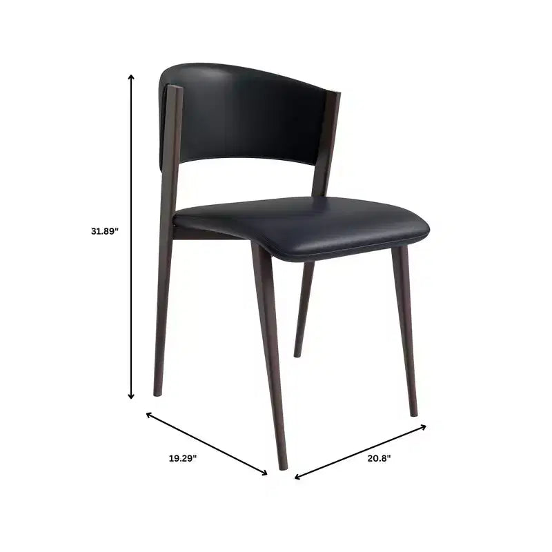 Chaise de salle à manger moderne LeisureMod Aspen en cuir PU - Chaise d'appoint ergonomique à dossier incurvé avec pieds en métal noir mat ultra résistants