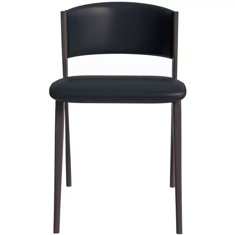 Chaise de salle à manger moderne LeisureMod Aspen en cuir PU - Chaise d'appoint ergonomique à dossier incurvé avec pieds en métal noir mat ultra résistants