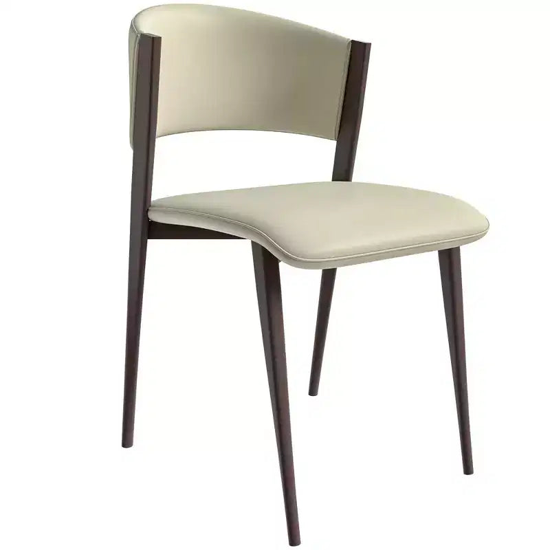 Chaise de salle à manger moderne LeisureMod Aspen en cuir PU - Chaise d'appoint ergonomique à dossier incurvé avec pieds en métal noir mat ultra résistants