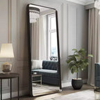 Miroir rectangulaire pleine longueur Dovelina à cadre métallique, miroir à poser, grand miroir