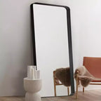 Miroir rectangulaire pleine longueur Dovelina à cadre métallique, miroir à poser, grand miroir