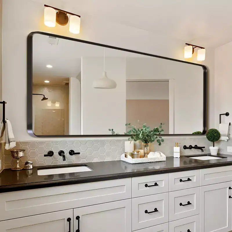 Miroir rectangulaire pleine longueur Dovelina à cadre métallique, miroir à poser, grand miroir