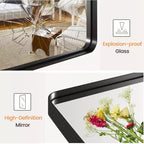 Miroir rectangulaire pleine longueur Dovelina à cadre métallique, miroir à poser, grand miroir