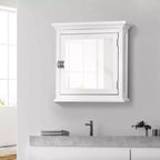 Teamson Home Madison Armoire de toilette murale en bois amovible avec porte miroir, blanc