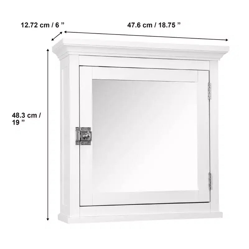 Teamson Home Madison Armoire de toilette murale en bois amovible avec porte miroir, blanc