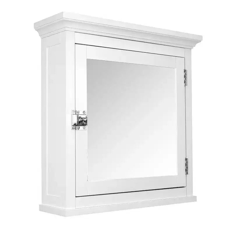 Teamson Home Madison Armoire de toilette murale en bois amovible avec porte miroir, blanc