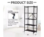 Étagère de rangement pliable à 5 niveaux avec roulettes Capacité de 340 kg Pas de montage Rehausseur en acier Noir