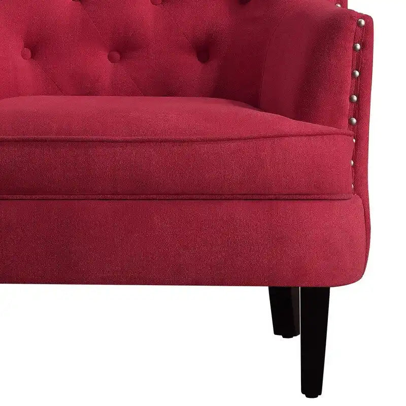 Moser Bay Mignon Fauteuil d'appoint à oreilles capitonné large de 76 cm en velours et lin