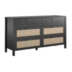 Commode à 6 tiroirs Ameriwood Home Wimberly, chêne noir avec rotin synthétique