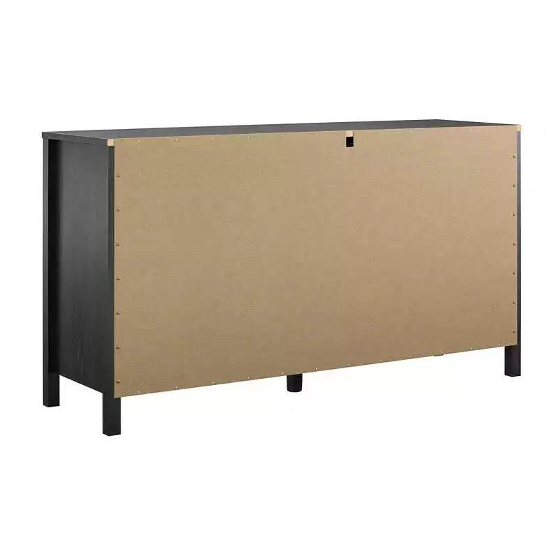Commode à 6 tiroirs Ameriwood Home Wimberly, chêne noir avec rotin synthétique