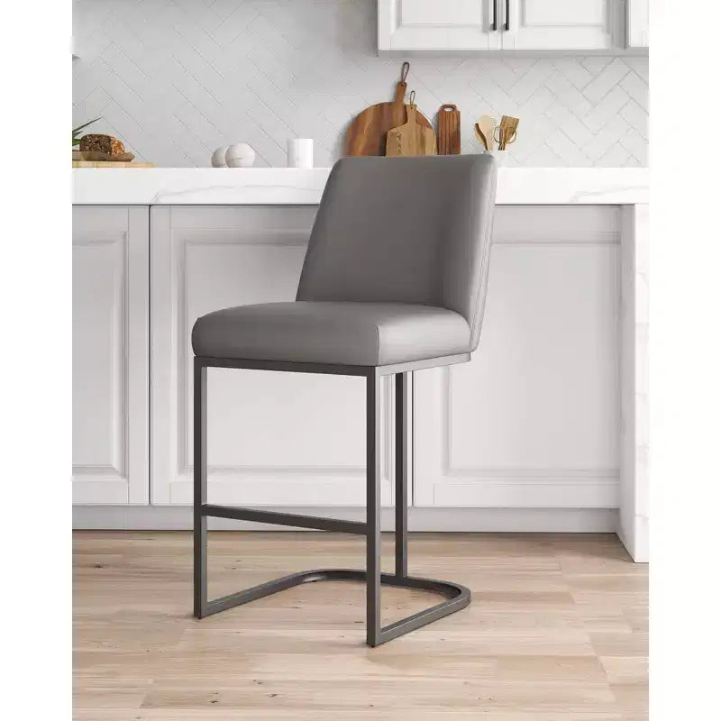 Tabouret de bar Serena en similicuir et métal, hauteur comptoir, par Manhattan Comfort