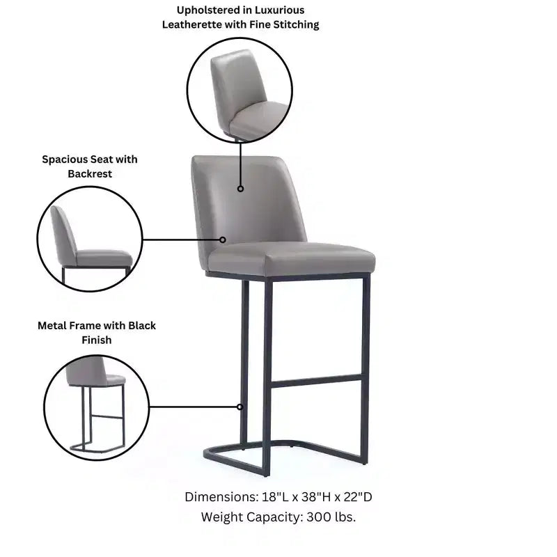 Tabouret de bar Serena en similicuir et métal, hauteur comptoir, par Manhattan Comfort
