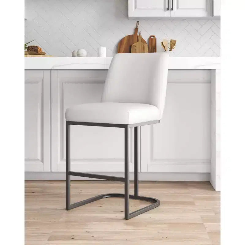 Tabouret de bar Serena en similicuir et métal, hauteur comptoir, par Manhattan Comfort