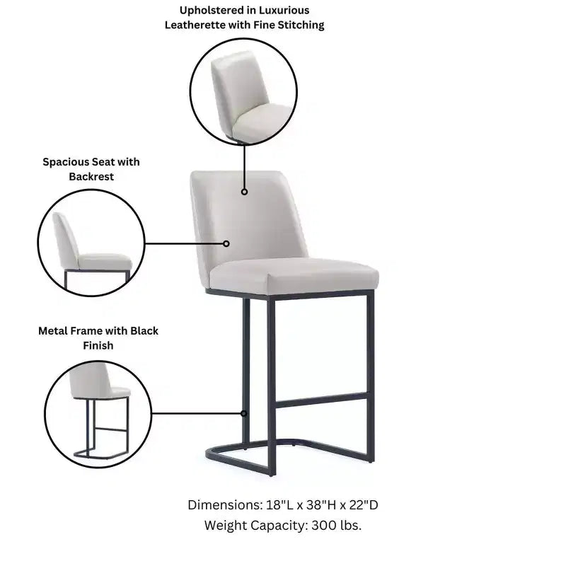 Tabouret de bar Serena en similicuir et métal, hauteur comptoir, par Manhattan Comfort