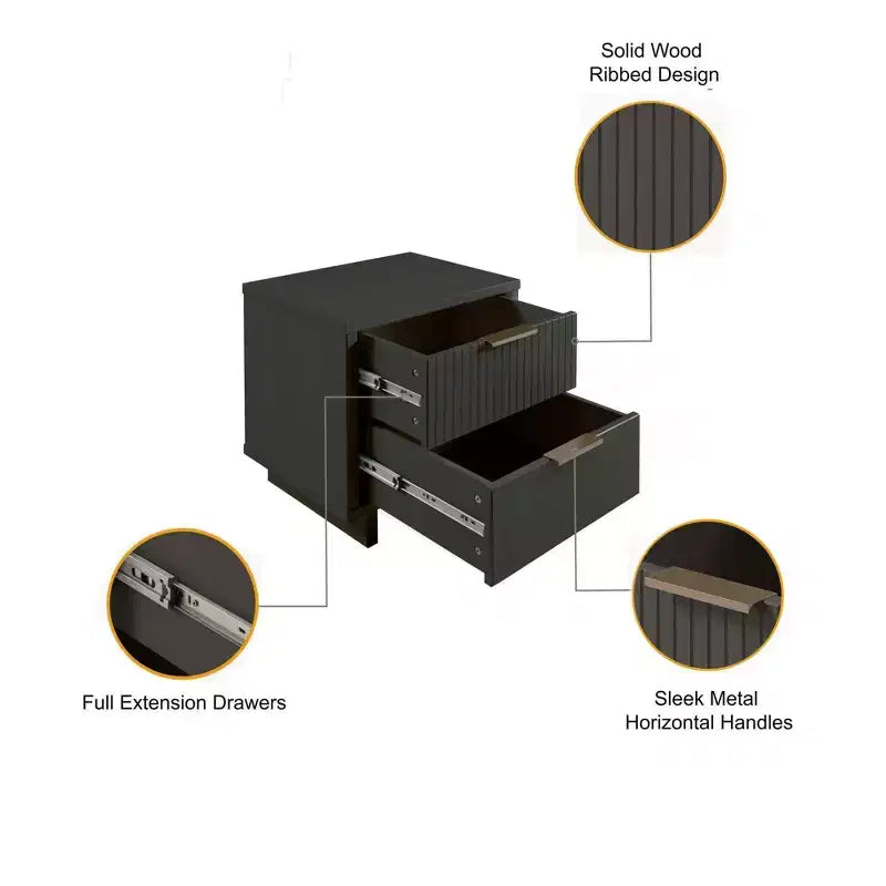 Ensemble de chambre à coucher 3 pièces Manhattan Comfort Granville : commode étroite, commode et table de chevet