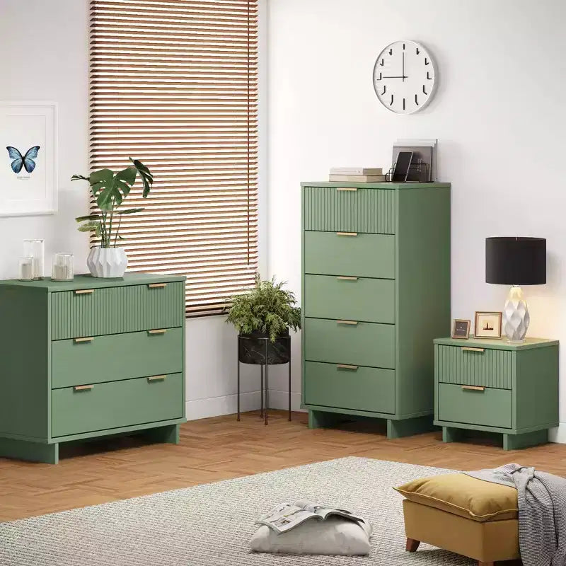 Ensemble de chambre à coucher 3 pièces Manhattan Comfort Granville : commode étroite, commode et table de chevet