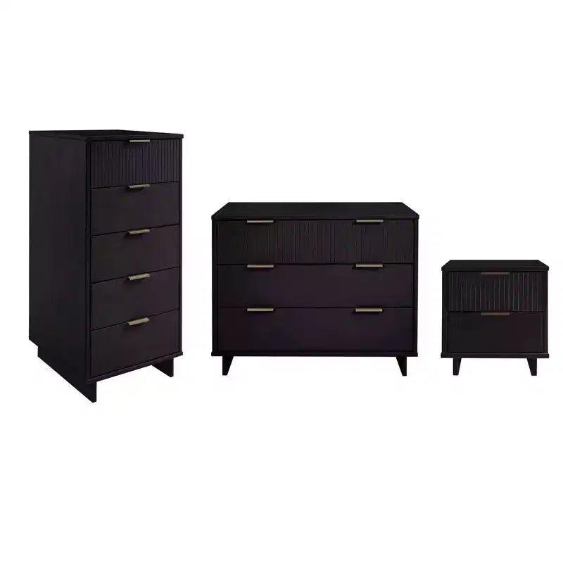 Ensemble de chambre à coucher 3 pièces Manhattan Comfort Granville : commode étroite, commode et table de chevet