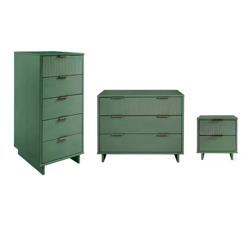Ensemble de chambre à coucher 3 pièces Manhattan Comfort Granville : commode étroite, commode et table de chevet