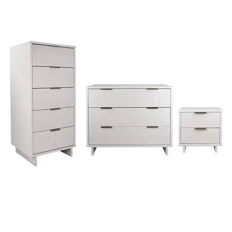 Ensemble de chambre à coucher 3 pièces Manhattan Comfort Granville : commode étroite, commode et table de chevet