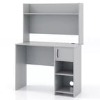 Bureau d'ordinateur Costway avec étagère, étagère réglable, bureau moderne avec support pour unité centrale et armoire à porte, 2 trous de gestion des câbles