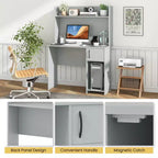 Bureau d'ordinateur Costway avec étagère, étagère réglable, bureau moderne avec support pour unité centrale et armoire à porte, 2 trous de gestion des câbles