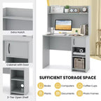 Bureau d'ordinateur Costway avec étagère, étagère réglable, bureau moderne avec support pour unité centrale et armoire à porte, 2 trous de gestion des câbles