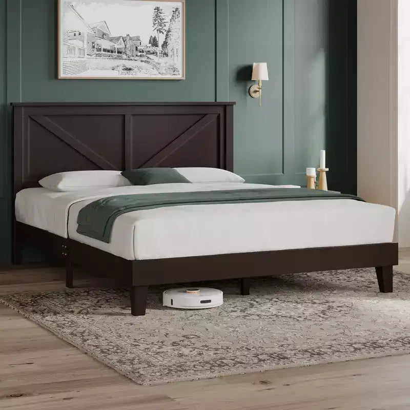 Yaheetech Farmhouse Wooden Bedframe