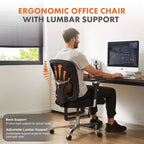 Chaise de bureau ergonomique en filet large JIONJOY | Noir