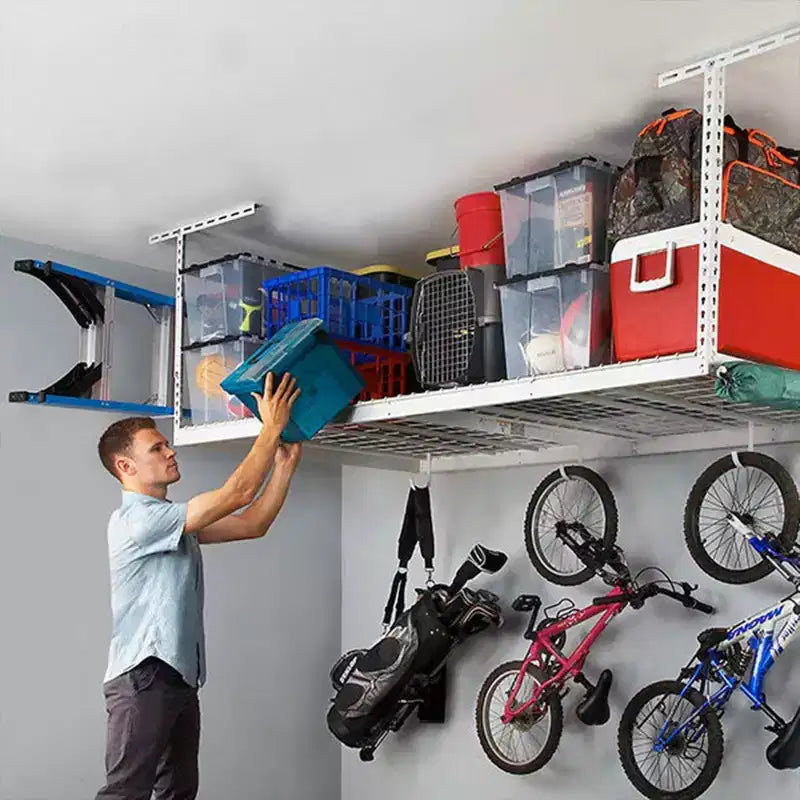 MonsterRax Étagère de rangement de garage suspendue 4' x 8' pouvant supporter jusqu'à 227 kg, blanche